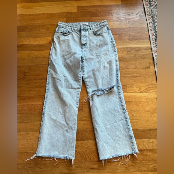 Zara size 8 high waisted button fly wide leg jeans - Picture 1 of 6